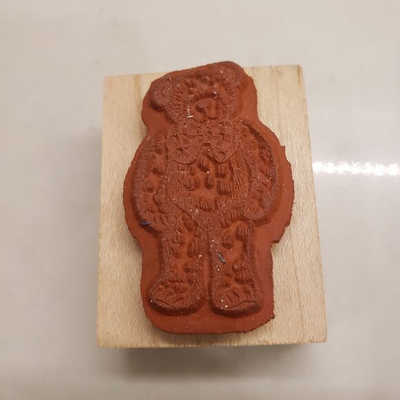 Delafield Stamp Company Teddy Bear with bow rubber stamp E455 - Picture 3 of 3